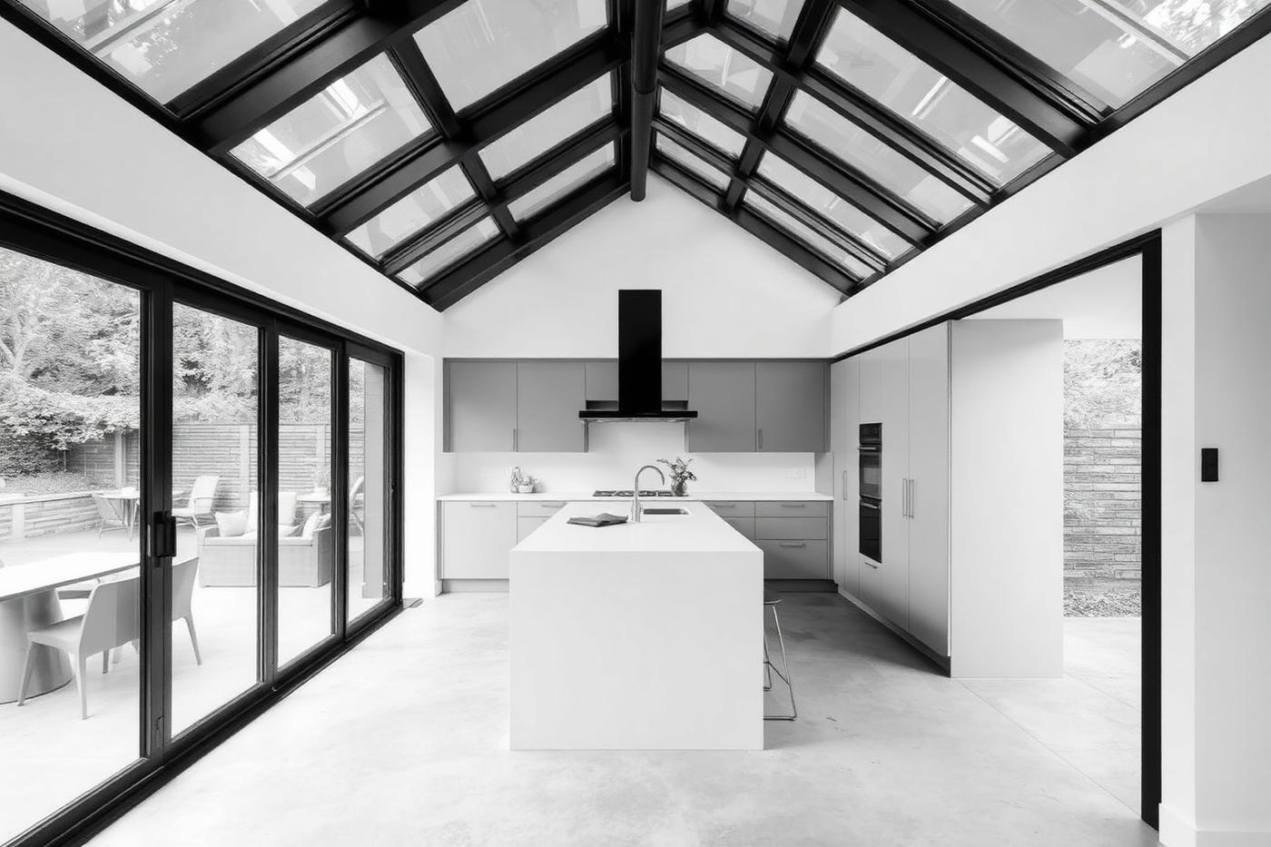 Completed rear extension interior with large glazing