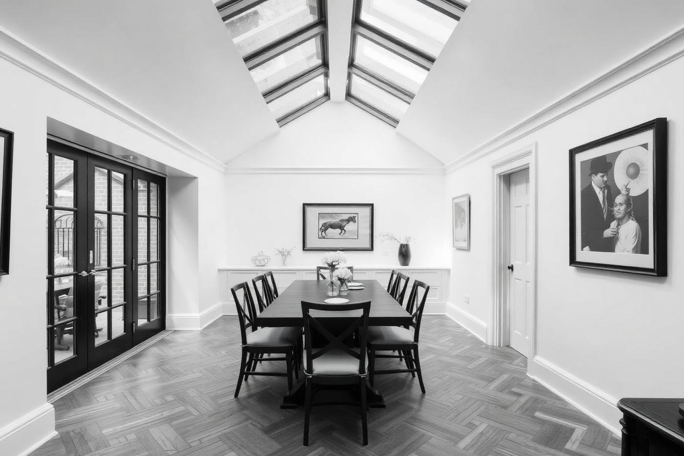 Side-return extension interior with rooflights
