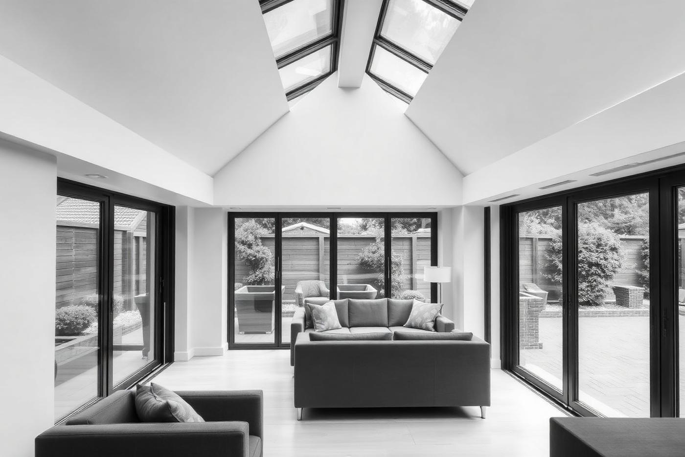 Extension opening onto a paved garden