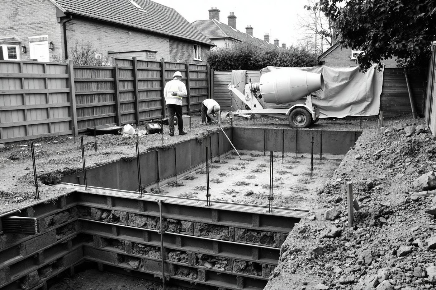Steelwork installed in a rear extension