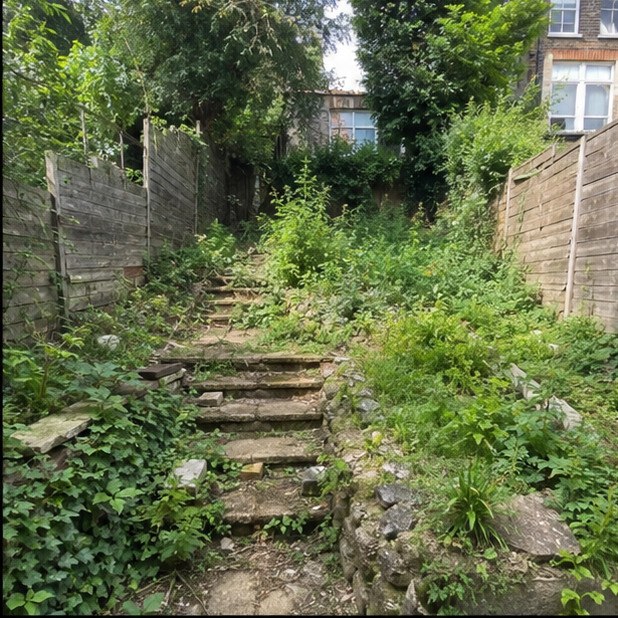 Rear garden before rebuilding