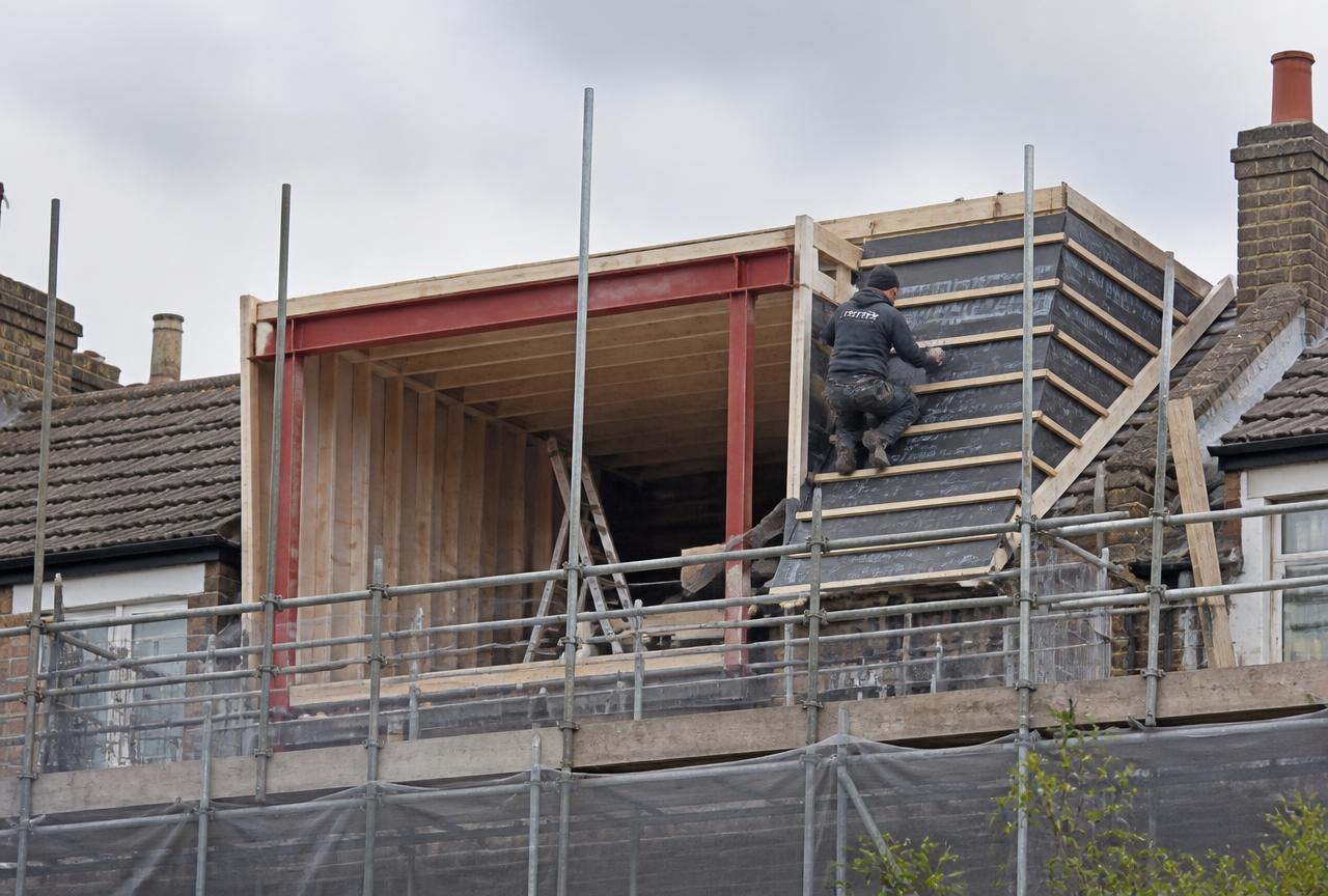 Loft under construction with insulation and studwork