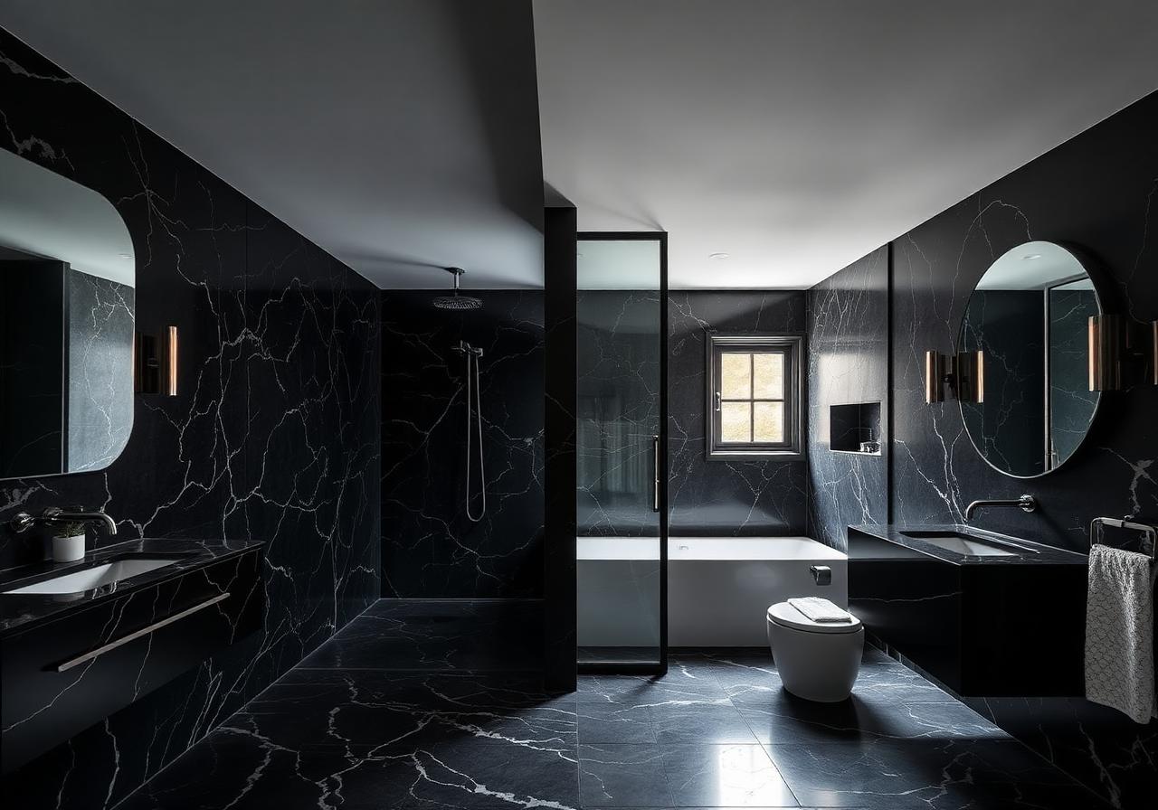 Shower enclosure with stone lining