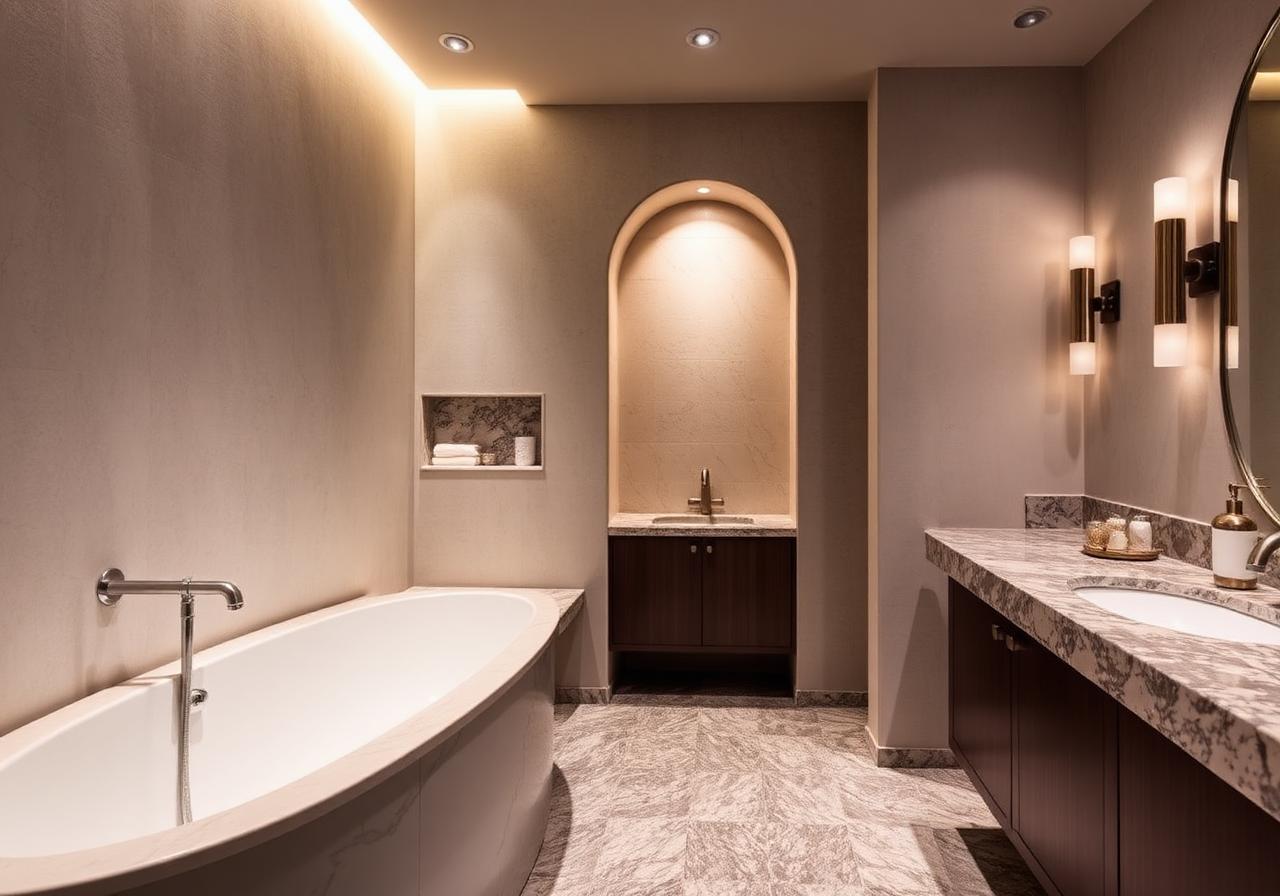 Compact tiled shower room