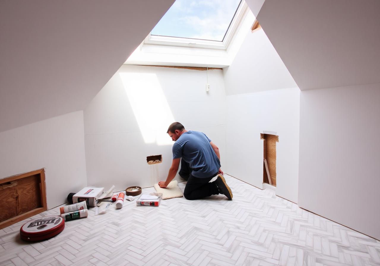 Wall tiling being set out