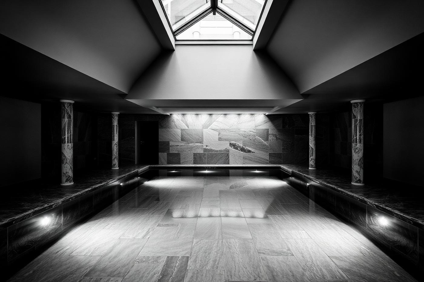 Indoor swimming pool with stone surround