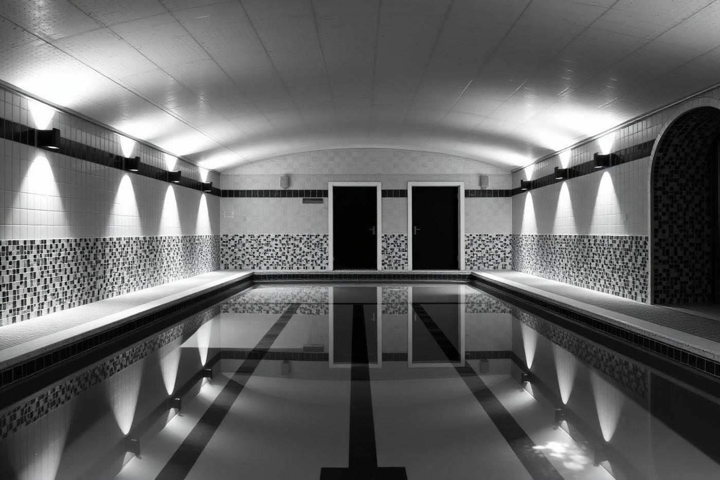 Tiled indoor lap pool