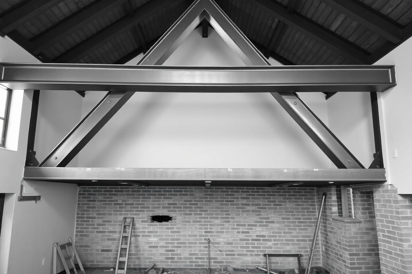 New steelwork installed during structural alterations